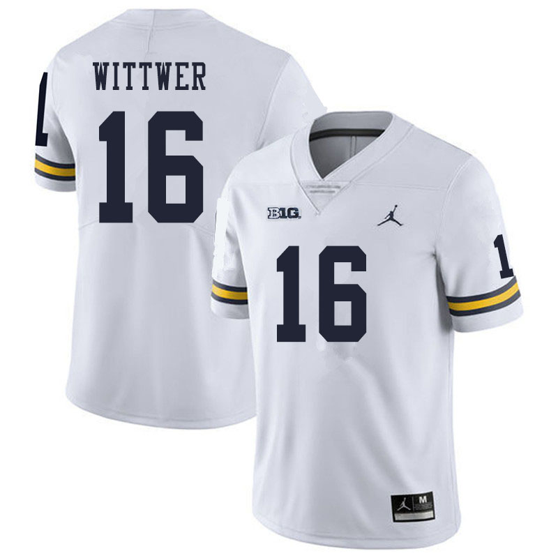 Men #16 Max Wittwer Michigan Wolverines College Football Jerseys Sale-White